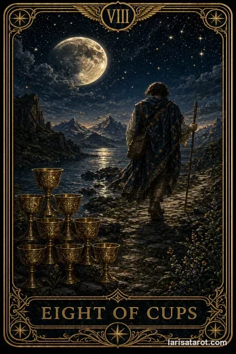 Karte Acht der Kelche aus dem Larisa-Deck