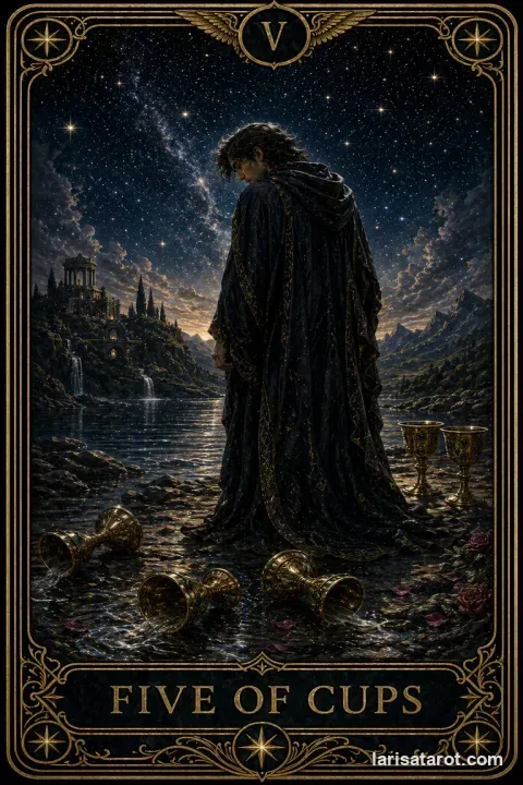 Karte Fünf der Kelche aus dem Larisa-Deck