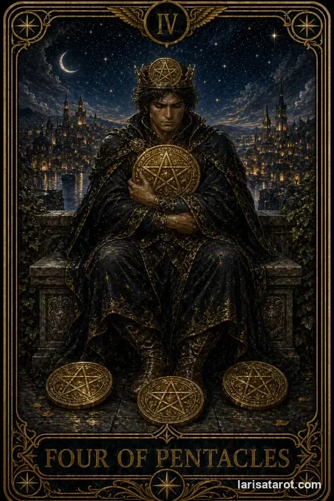 Karte Vier der Münzen aus dem Larisa-Deck