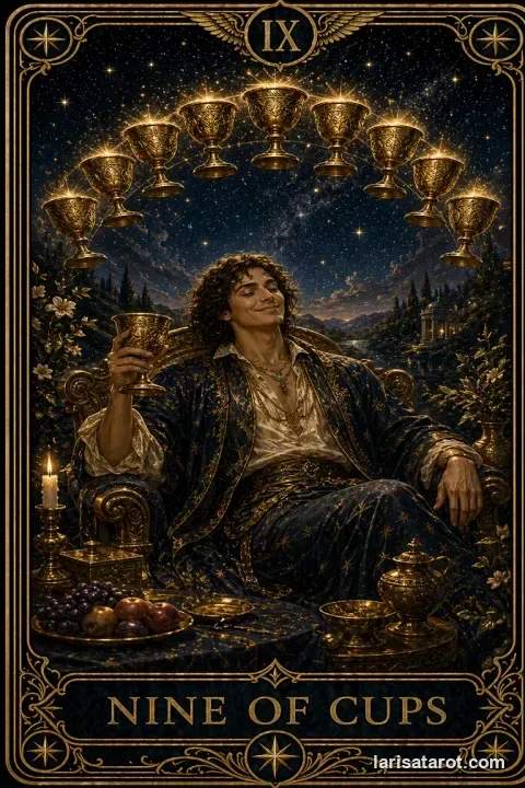 Karte Neun der Kelche aus dem Larisa-Deck