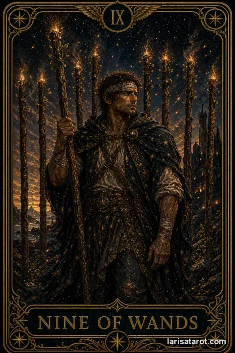 Karte Neun der Stäbe aus dem Larisa-Deck