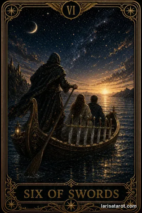 Karte Sechs der Schwerter aus dem Larisa-Deck