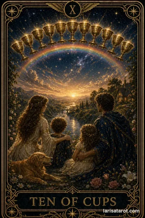 Karte Zehn der Kelche aus dem Larisa-Deck