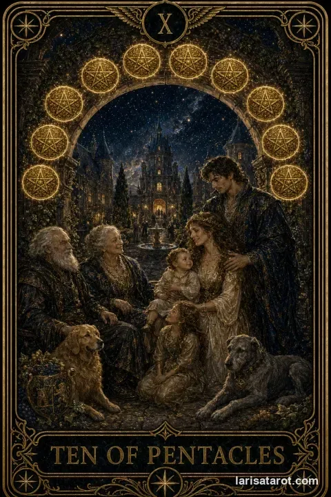 Karte Zehn der Münzen aus dem Larisa-Deck