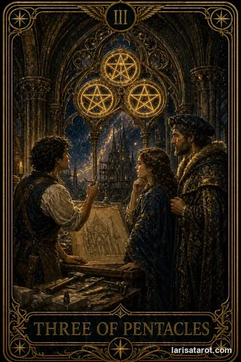 Karte Drei der Münzen aus dem Larisa-Deck