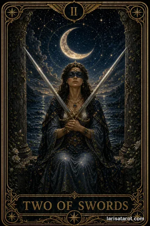 Karte Zwei der Schwerter aus dem Larisa-Deck